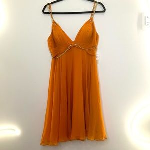 NWT Alberto Malaki 100% Silk Orange Cocktail Dress Size 10
